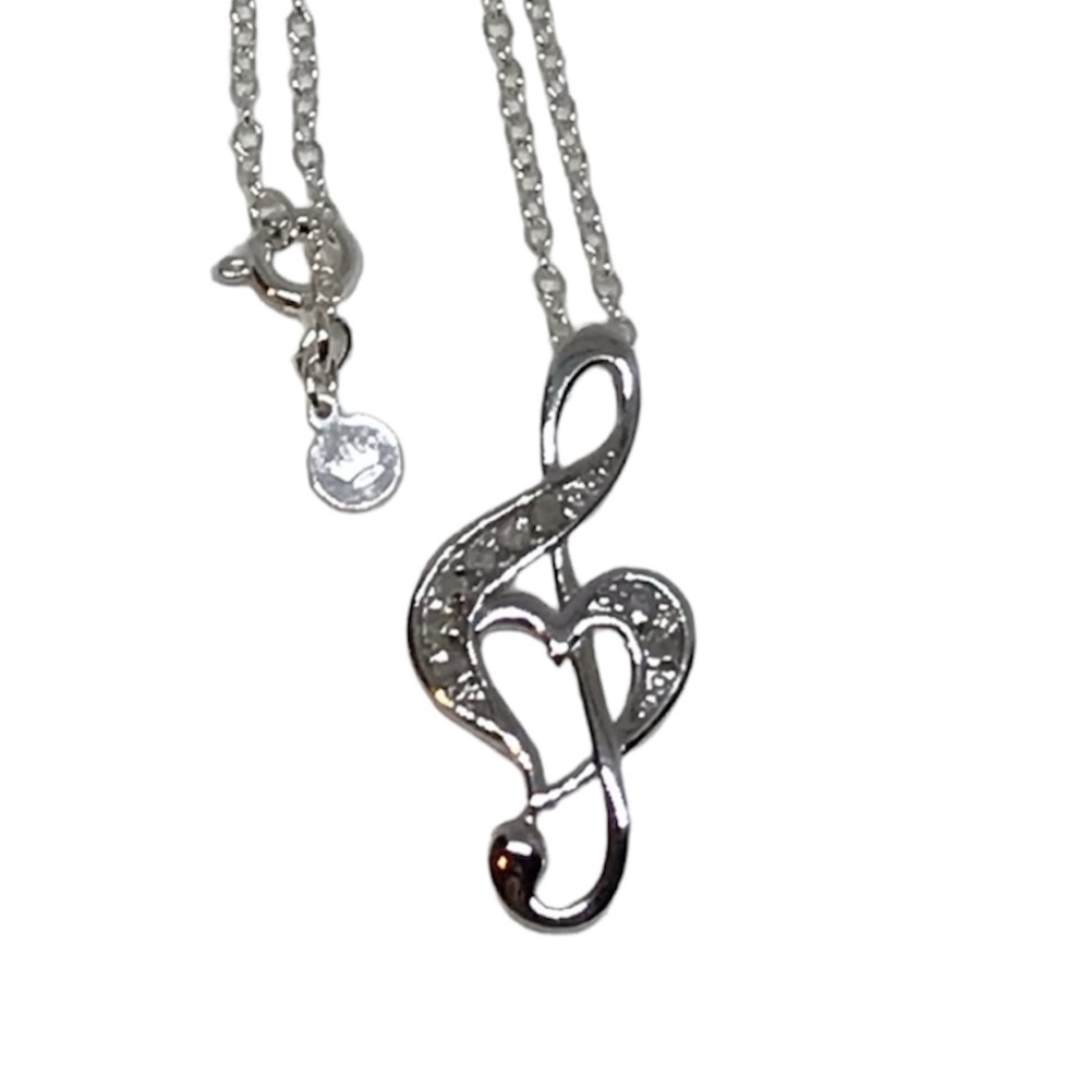 925 Diamond Music Note Necklace